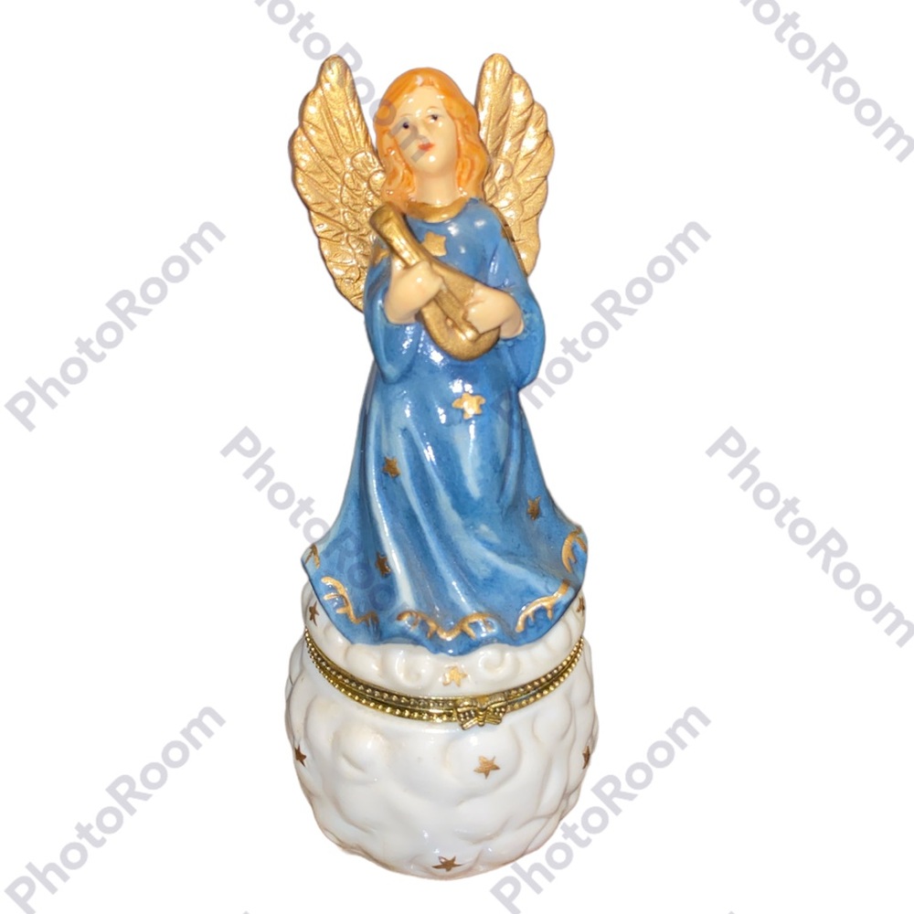 Vintage ceramic angel trinket box